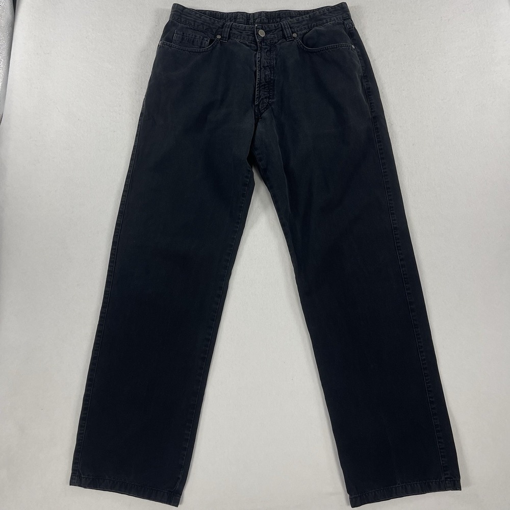Vintage Ermenegildo Zegna Twill Chino Pants 34x32 Black Luxury Relaxed Fit